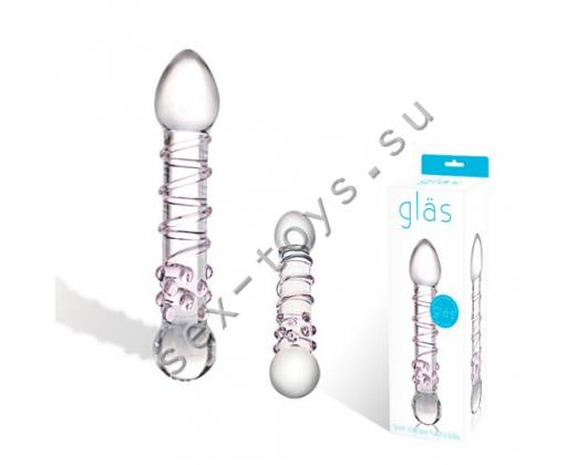 Прозрачный фаллос с розовой спиралькой SPIRAL STAIRCASE GLAS-10