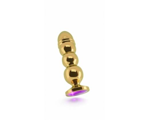 Анальная пробка 4.9" R10 RICH Gold/Purple Sapphire SH-RIC010GLD
