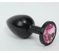 Анальная пробка металл черная с розовым стразом 8,2х3,5см 47411-MM