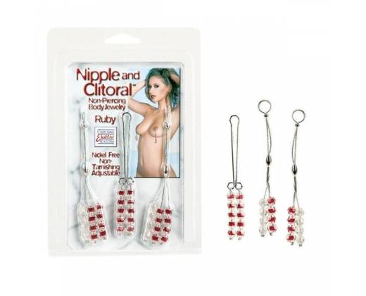 Набор эротических подвесок на соски и клитор Nipple/Clit Jewel Ruby2611-11CDSE