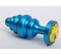 Пробка фигурная металл 7,3х2,9см синяя с желтым стразом 47428-9MM