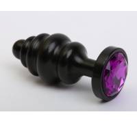 Пробка металл 7,3х2,9см фигурная черная фиолетовый страз 47427-5MM