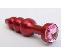 Пробка металл фигурная елочка красная с розовым стразом 47431-MM