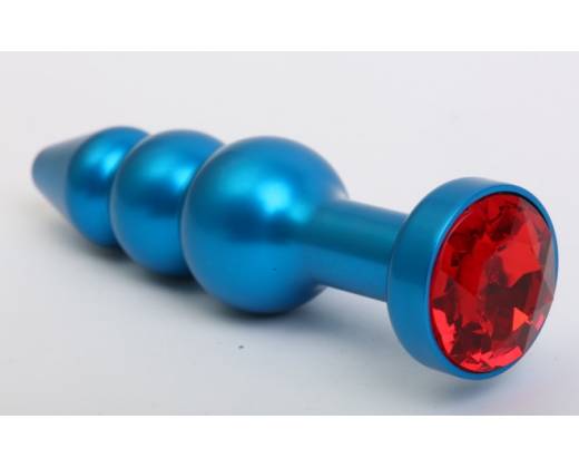 Пробка металл фигурная елочка синяя с красным стразом 11,2х2,9см 47430-2MM