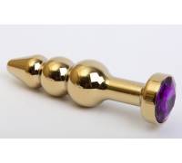 Пробка металл фигурная елочка золото с фиолетовым стразом 11,2х2,9см 47436-5MM