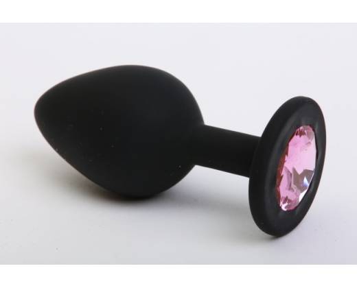 Пробка силиконовая черная с розовым стразом 7,1х2,8см 47409-MM