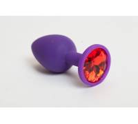 Пробка силиконовая фиолетовая с красным кристаллом 7,1 х 2,8 см 47069-MM