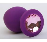 Пробка силиконовая фиолетовая с розовым стразом 8,2х3,5см 47407-1MM
