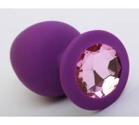 Пробка силиконовая фиолетовая с розовым стразом 9,5х4см 47407-2MM