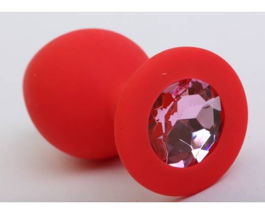 Пробка силиконовая красная с розовым стразом 8,2х3,5см 47403-1MM