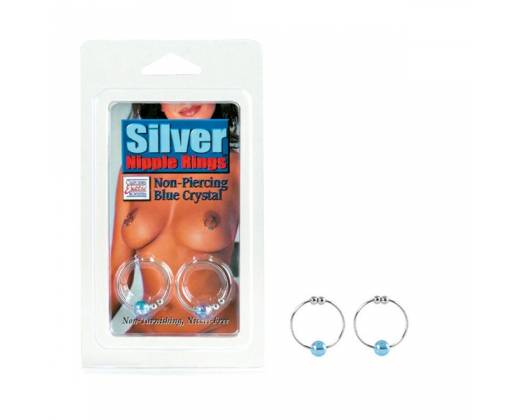 Украшения Silver with Blue Crystal Bead Nipple Rings 2634-05CDSE