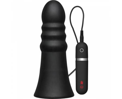 Анальная вибропробка Kink Vibrating Silicone Butt Plug Ridged 8" - 20,32 см.