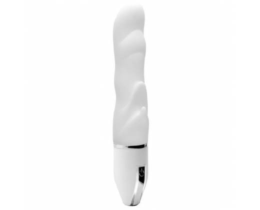 Белый волнообразный вибратор PURRFECT SILICONE DELUXE VIBE - 15 см.