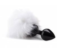 Чёрная анальная пробка Beginner Bunny Tail Buttplug с заячьим хвостиком