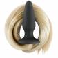Чёрная анальная пробка с хвостом цвета блонд Filly Tails Palomino