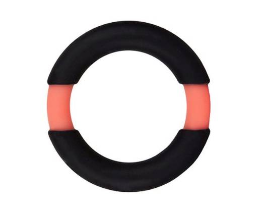 Чёрное эрекционное кольцо NEON STIMU RING 32MM BLACK/ORANGE