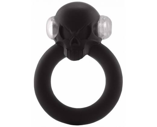 Чёрное виброкольцо Shadow Skull Cockring с черепом
