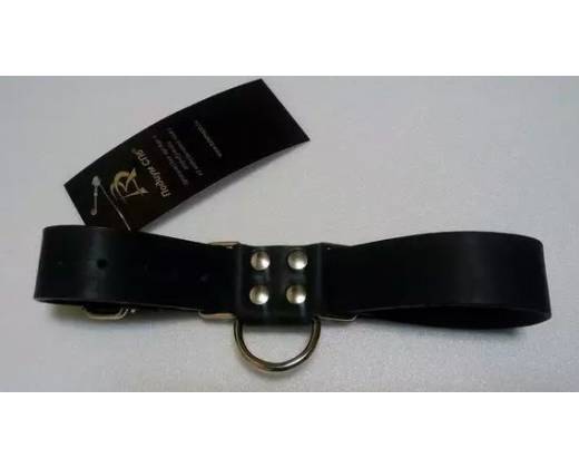 Чёрные широкие ременные наручники с полукольцом