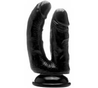 Чёрный анально-вагинальный фаллоимитатор Realistic Double Cock 6,5 Inch - 16,5 см.