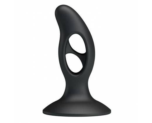 Чёрный массажёр простаты Silicone Butt Plug - 9,3 см.