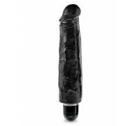 Чёрный вибратор-реалистик 7" Vibrating Stiffy - 21,6 см.