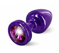 Фиолетовая пробка ANNI round Purple T1 Fuschia с малиновым кристаллом - 6 см.
