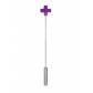 Фиолетовая шлёпалка Leather Cross Tiped Crop с наконечником-крестом - 56 см.