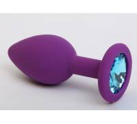 Фиолетовая силиконовая пробка с голубым стразом - 7,1 см.