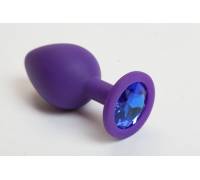 Фиолетовая силиконовая пробка с синим кристаллом - 9,5 см.