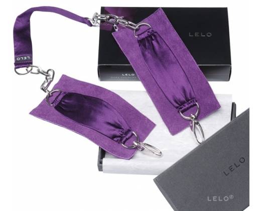 Фиолетовые шелковые наручники с цепочкой Sutra
