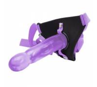 Фиолетовый страпон Climax Strap-on Purple Ice Dong & Harness set - 17,8 см.