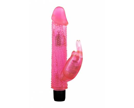 Гелевый розовый вибратор Knobbly Wobbly Rabbit-Cottontail - 19 см.