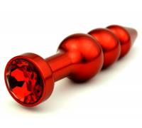 Красная анальная ёлочка с красным кристаллом - 11,2 см.