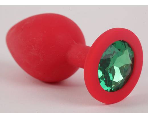 Красная силиконовая пробка с зеленым кристаллом - 9,5 см.