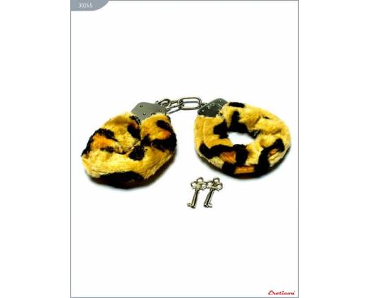 Металлические наручники с мехом тигровой расцветки