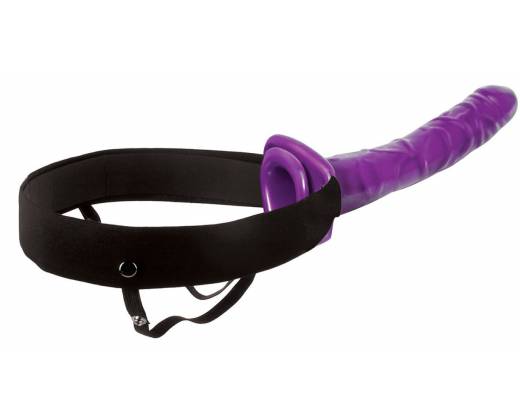 Мужской полый фиолетовый страпон 10" Purple Passion Hollow Strap-On - 24 см.