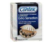 Презервативы с крупными точками и рёбрами Contex Extra Sensation - 3 шт.