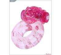 Розовое эрекционное кольцо «Медвежонок» с мини-вибратором