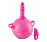 Розовый надувной мяч с вибронасадкой Vibrating Mini Sex Ball - 15,2 см.