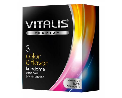 Цветные ароматизированные презервативы VITALIS PREMIUM color & flavor - 3 шт.