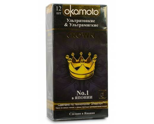 Ультратонкие ультрамякие презервативы телесного цвета Okamoto Crown - 12 шт.