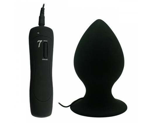 Черный виброплаг с выносным пультом Anal Plug XL - 11,4 см.