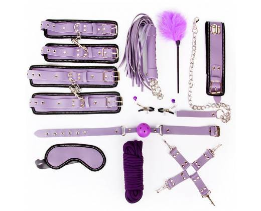 Большой фиолетовый набор БДСМ-аксессуаров