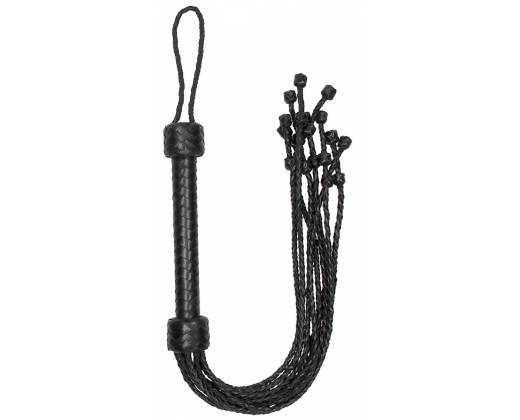 Черная многохвостая плетеная плеть Short Leather Braided Flogger - 69 см.