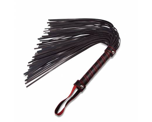 Черная плеть с петлей и контрастной красной строчкой - 45,7 см.