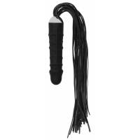 Черная плеть с рукоятью-фаллосом Whip with Realistic Silicone Dildo - 45,5 см.