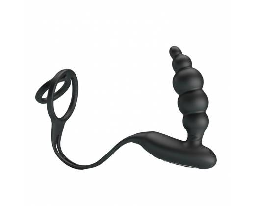 Эрекционное кольцо с анальной вибропробкой-елочкой Vibrating penis sleeve III
