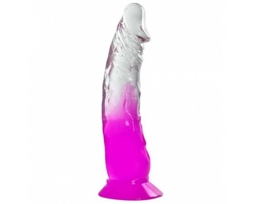 Фиолетовый фаллоимитатор без мошонки с прозрачным стволом и присоской - 15 см.