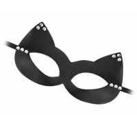Пикантная черная маска "Кошка" с заклепками