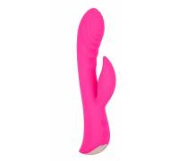 Ярко-розовый вибромассажер-кролик 5" Silicone Ripple Passion - 19,1 см.